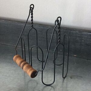 Farmhouse metal candle holder with wooden handle